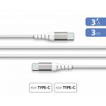 Câble Renforcé USB C/USB C 3m 3A Blanc - Garanti à vie Force Power Lite