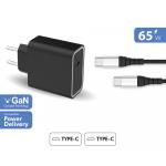 Chargeur maison 65W Power Delivery GaN + Câble renforcé USB C/USB C Garanti à vie Noir Force Power Lite