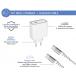 USB C Charger Kit 65W + Reinforced USB C / USB C Cable 2m White + Lifetime Warranty
