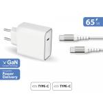 Chargeur maison 65W Power Delivery GaN + Câble renforcé USB C/USB C Garanti à vie Blanc Force Power Lite