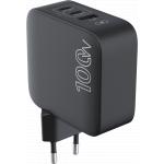 USB A + 2 USB C Charger 100W Power Delivery GaN Black + Lifetime Warranty