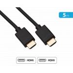 C&acirc;ble HDMI&trade; HiSpeed Full HD Connectique dor&eacute;e 19 broches 5m m&acirc;le/m&acirc;le Noir + Garantie &agrave; vie