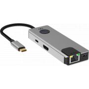 Hub USB C Multiports 7 en 1 HDMI™ + 2 USB A 3.0 + 3 USB C 3.0 + RJ45 PD 100W Gris