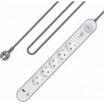 Parafoudre 5 prises GSchuko Type F 1120J + 2 ports USB A+C PD 1.5m Grise et Blanche + Garantie &agrave; vie