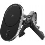 Chargeur sans fil voiture Magnétique MagSafe 15W Qi Support Ventilation Noir + Garantie à vie