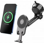 Windshield + Dashboard Car Mount Rotating arm MagSafe Magnetic hold Black + Lifetime Warranty