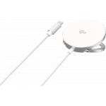 Magnetic MagSafe Wireless Charger 15W Qi2 Foldable Stand + Charger White and Silver + Lifetime Warranty