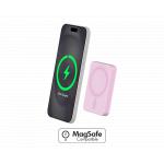 Powerbank sans fil Magnétique MagSafe 5000mAh 1 port USB C 15W Qi Métal Rose + Garantie à vie
