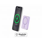 Powerbank sans fil Magnétique MagSafe 5000mAh 1 port USB C 15W Qi Métal Violet + Garantie à vie