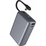 Powerbank 20000mAh 2 ports USB A+C 40W PD/QC C&acirc;ble int&eacute;gr&eacute; Gris Sid&eacute;ral + Garantie &agrave; vie