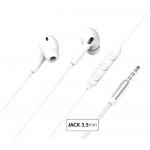 Jack 3.5mm In-Ear Earphones Reinforced design White - Lifetime Warranty Force Play