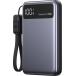 Powerbank Pocket Pro Slim 10000mAh 3 ports USB A+2C 45W PD/QC Câble attaché Noir