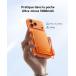 Powerbank sans fil MagSafe MagPro Slim 5000mAh 15W Qi2 1 port USB C 20W PD/QC Stand + C&acirc;ble attach&eacute; Orange