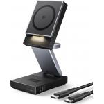 Station de charge 5-7.5-15W Qi Stand 3 zones pliable Smartphone + Truewireless + Apple Watch + Câble de charge USB C/C Noire