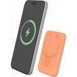 Powerbank sans fil MagSafe 5000mAh 2 ports USB A+C 10W Qi Mango