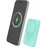 Powerbank sans fil MagSafe 5000mAh 2 ports USB A+C 10W Qi Tiffany