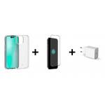 Pack Coque Force Case renforcée Feel transparente + Protège-écran Force Glass + Chargeur secteur USB C 30W PD Force Power Lite pour iPhone 15 Pro Garantie à vie Force Case