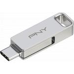 Clé OTG USB 3.2 64GB USB C & USB A Métal argent PNY