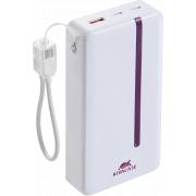 Powerbank Rapid 20000mAh 2 ports USB C+A 22.5W PD/QC C&acirc;ble int&eacute;gr&eacute; Blanc
