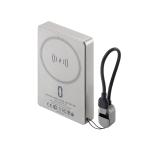 Powerbank sans fil MagSafe Freedom 10000mAh 15W Qi 1 port USB C 20W PD/QC + C&acirc;ble attach&eacute; Argent