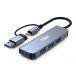 Hub MINEE USB A+C Multiports 4 en 1 4 USB A 3.0 Gris