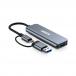 Hub MINEE USB A+C Multiports 4 en 1 4 USB A 3.0 Gris