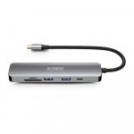 Hub HUBEE USB C Multiports 6 en 1 HDMI™ 4K + 2 USB A 3.0 + 1 USB C 3.0 + 2 Lecteurs de carte SD / MSD PD 100W Gris