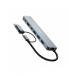 Hub MINEE USB A+C Multiports 7 en 1 5 USB A 3.0 + 1 USB C 3.0 + 1 Port DC Gris
