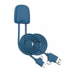 Câble 4 en 1 Ice-C Ecoresponsable USB A+C / USB C + Lightning 1m Bleu Xoopar