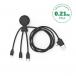 Câble 5 en 1 Mr BIO Ecoresponsable USB C & USB C & Lightning 1m Noir Xoopar