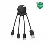 Câble 3 en 1 Octopus Ecoresponsable USB A/micro USB & USB C & Lightning 0,1m Noir Xoopar