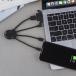 Câble Octopus USB A / microUSB & USB C & Lightning 2.1A 10cm Noir