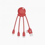 Octopus Biodegradable USB A / microUSB & USB C & Lightning Cable 2.1A 10cm FastCharge 10.5W Red