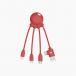 C&acirc;ble Octopus Biodegradable USB A / microUSB & USB C & Lightning 2.1A 10cm FastCharge 10.5W Rouge