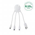 Câble 3 en 1 Octopus Ecoresponsable USB A/micro USB & USB C & Lightning 0,1m Blanc Xoopar