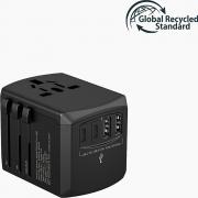 Adaptateur Chargeur Voyage 2 USB A + 2 USB C Tripper 15W Europe/UK/USA/Australie Noir - GRS