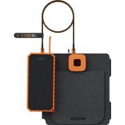 Power Bank + Panneau solaire portable 20000mAh 4 ports USB 2A+2C 35W + Lampe torche Noir