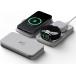 Chargeur de voyage sans fil 5-7.5-15W Qi 3 zones pliable Smartphone + Truewireless + Apple Watch MFI + Câble de charge USB C/C Gris