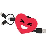 Câble 3 en 1 Suzy USB A/micro USB & USB C & Lightning 1m Coeur Yello Koko